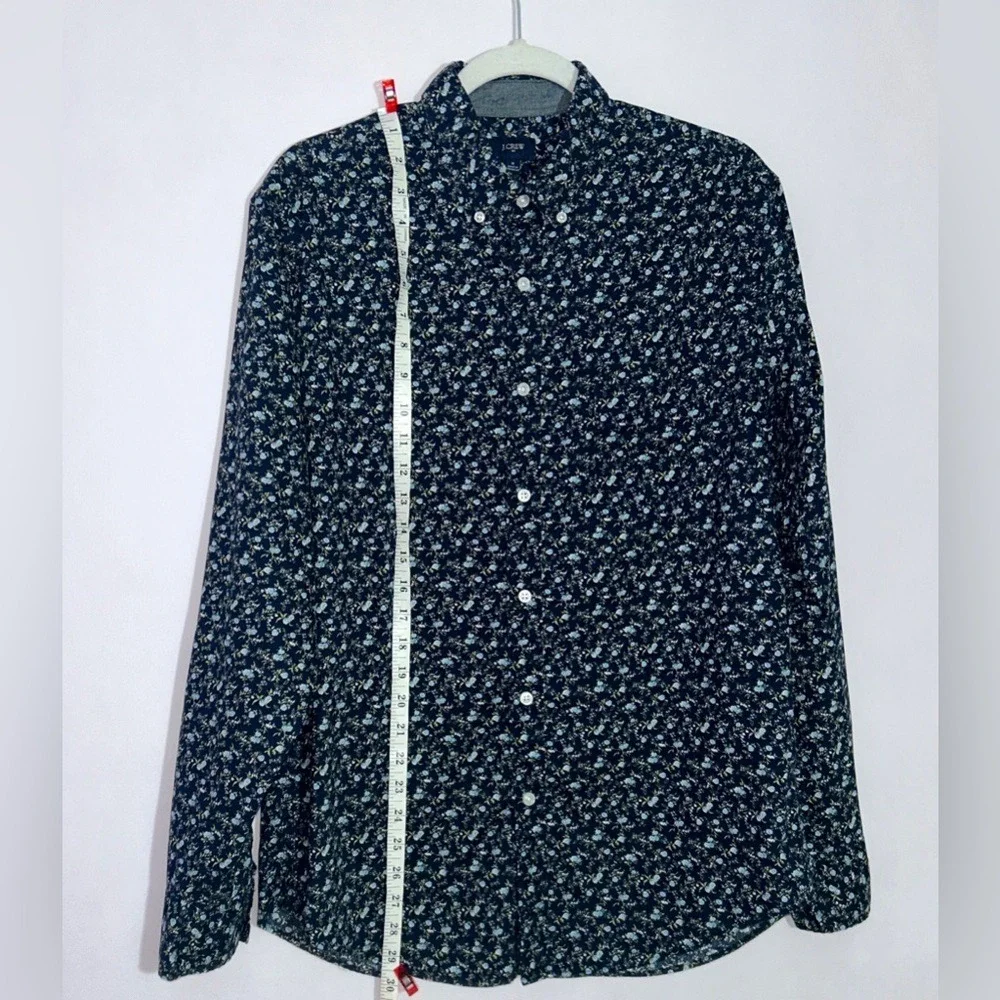 J. Crew Men's Shirt‎ Floral Button Down Navy Blue Cotton Size Medium